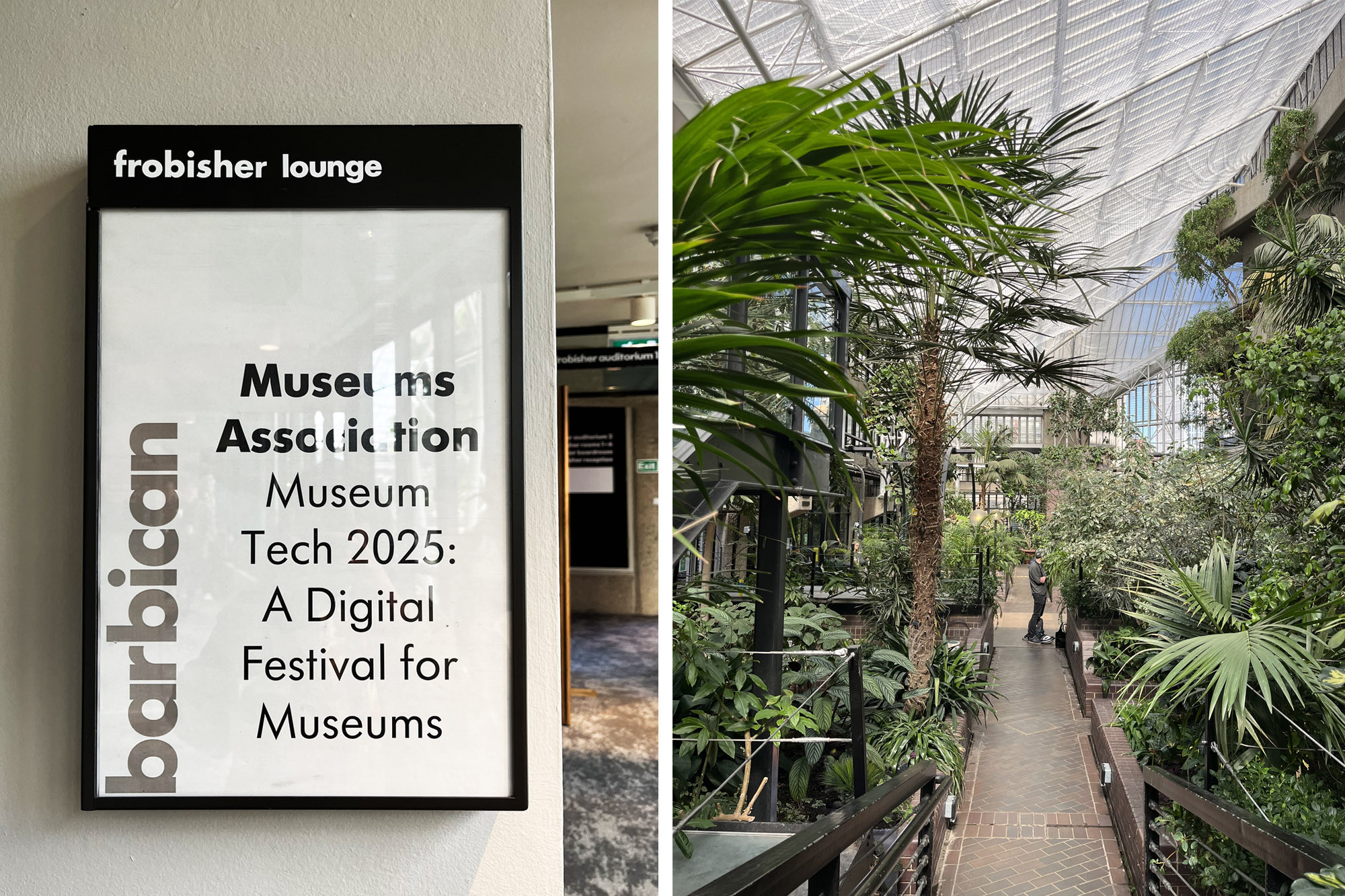 Poster for Museum Tech Event 2025 at the Barbican, black text on white background