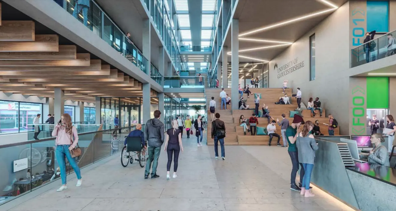 The repurposing of a major vacant “anchor” department store in the centre of Gloucester to create a city centre campus for the University alongside multi-use for the community as part of the regeneration of the city centre space.﻿