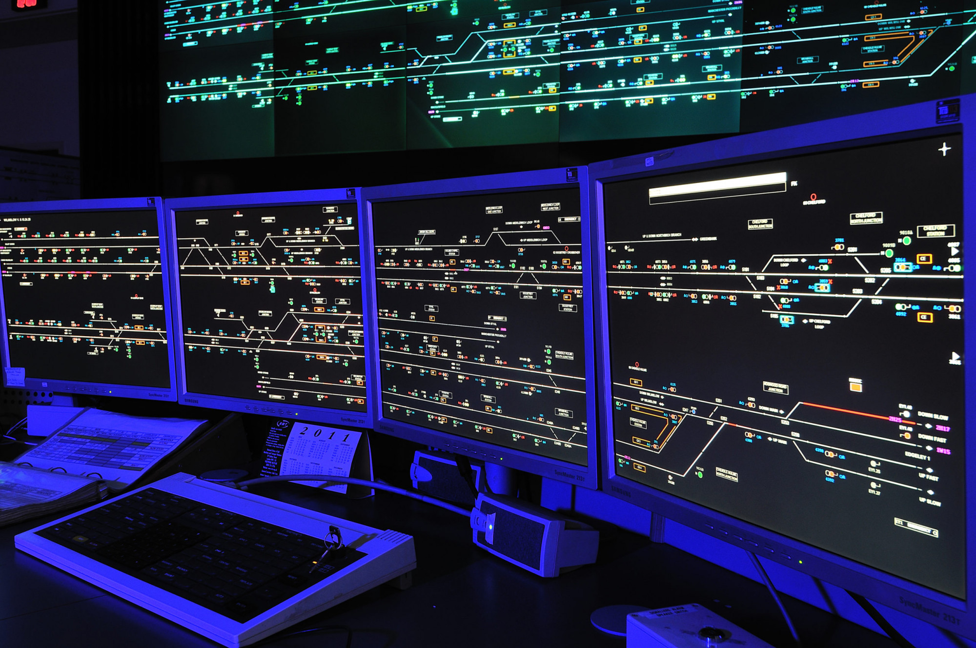 A photo of the interface of a control and signal centre
