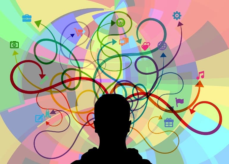 A multi-coloured graphically designed image designed to show the intricate and many neural pathways that go into decision-making